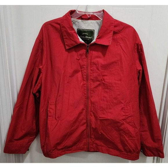 VTG Eddie Bauer Outdoor Red Windbreaker Jacket Lined Full Zip Size Large - Picture 1 of 13